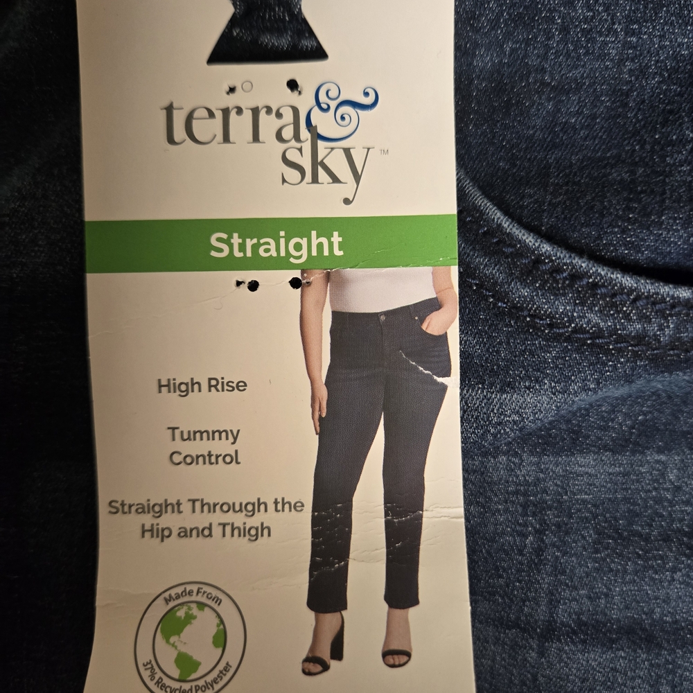 Terra & Sky Women's Straight Leg Jeans - Dark Blue